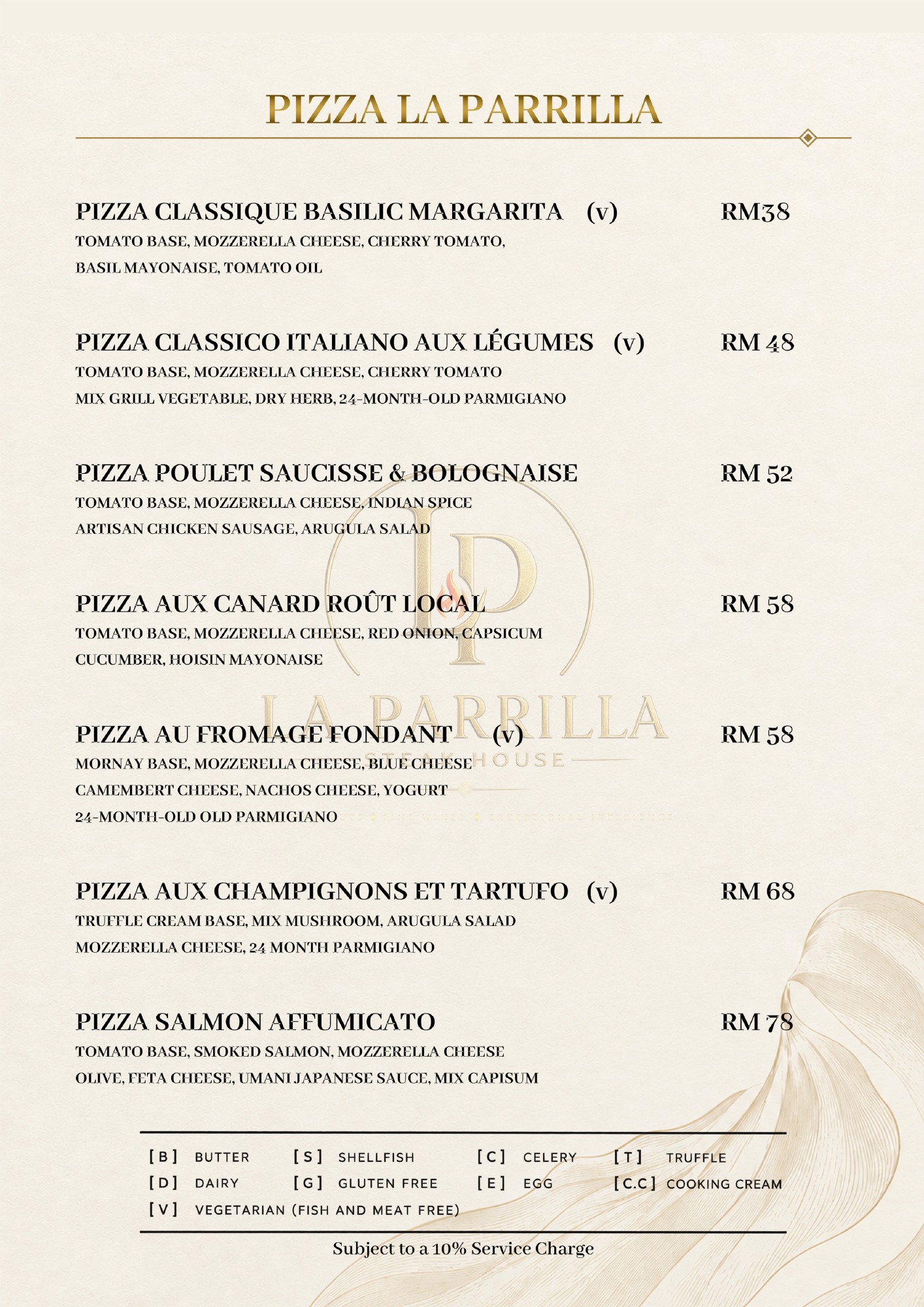 Pizza — original restaurant menu page with prices